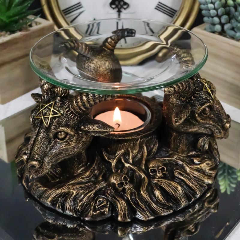 Pagan Occult Baphomet Sabbatic Goat Skull Demon Candle Oil Tart Scent Burner