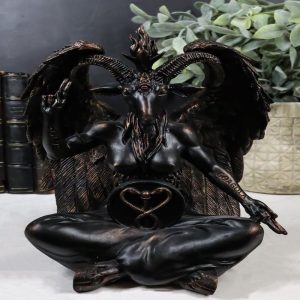 Pagan Occult Sabbatic Goat Idol Baphomet Sitting Meditation Figurine 8"H