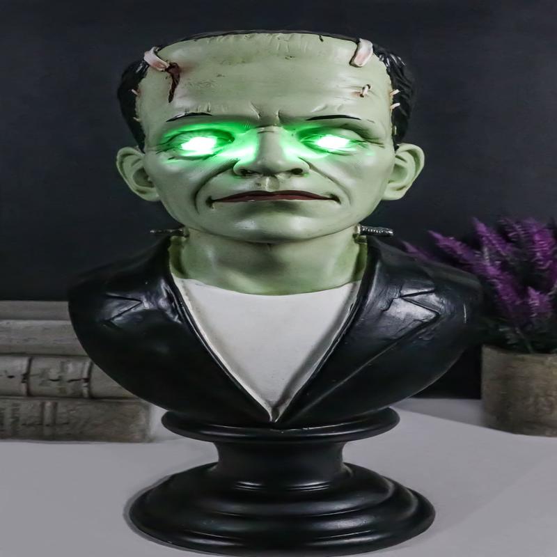 The Groom Mr Frankenstein Bust Figurine With Green Poison LED Light Up Eyes