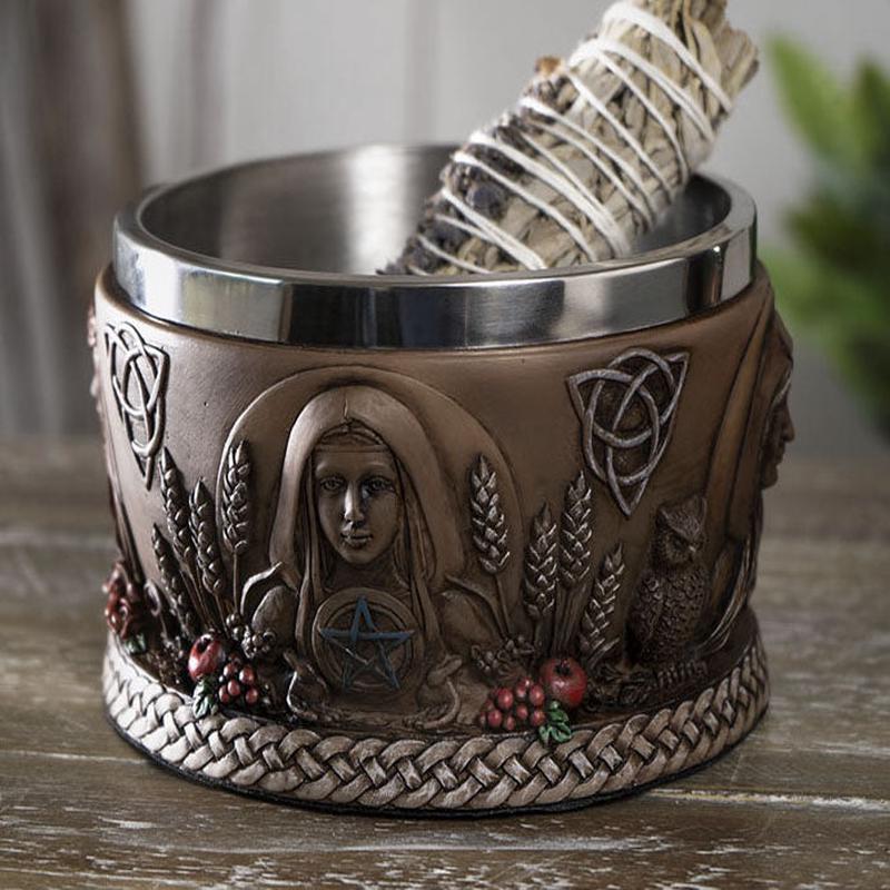 Wicca Metaphysical Triple Goddess Mother Maiden Crone Smudging Smudge Bowl