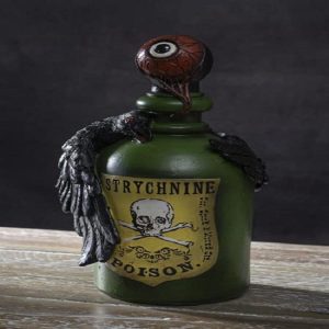 Wicca Paranormal Raven Crow With Eyeball Faux Poison Potion Bottle Prop Decor