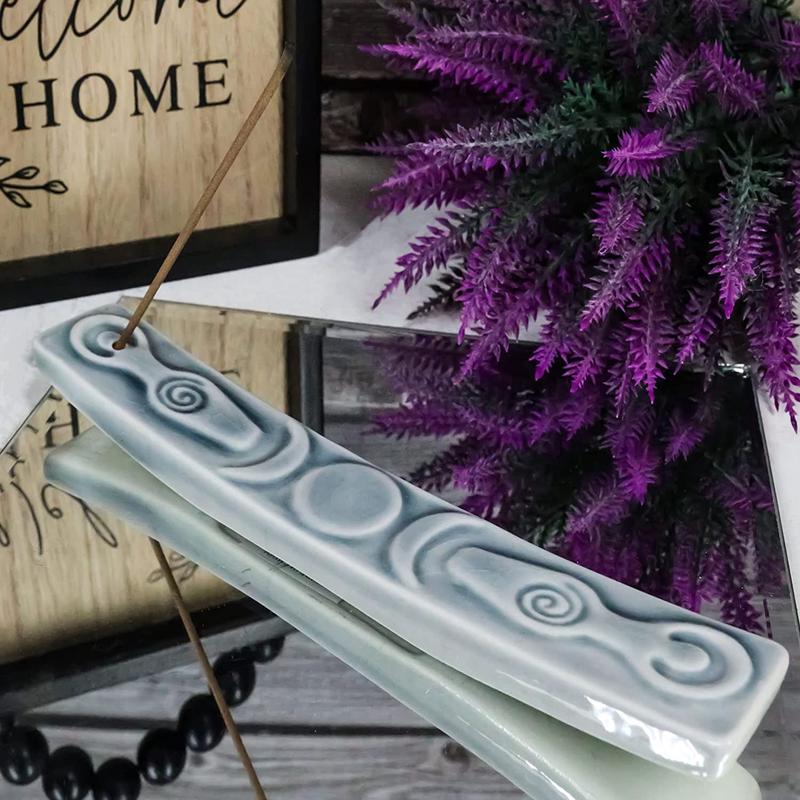 Wicca Spiral Yoga Shaman Sacred Moon Triple Goddess Incense Stick Holder Burner