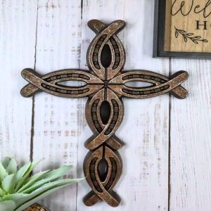 11.5"H Rustic Western Horseshoes Ichthys Christian Wall Cross Decor Plaque