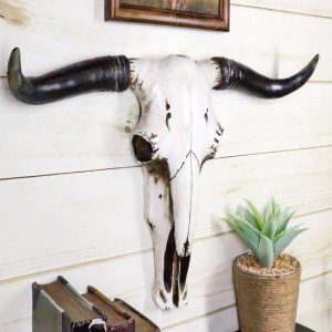 Rustic Western Longhorn Bull Cow Steer Head Skull Wall Decor Plaque 20.5"L