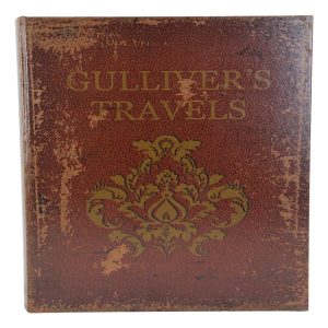 Set Of 3 Vintage Old World Gulliver's Travels Floral Design Wooden Book Boxes