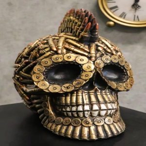 Steampunk World War Ammo Rifle Bullet Shell Casings Morphing Gold Colored Skull