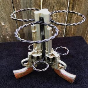 Western Cowboy Triple Six Shooter Gun Pistols Revolvers 3 Slots Wine Holder