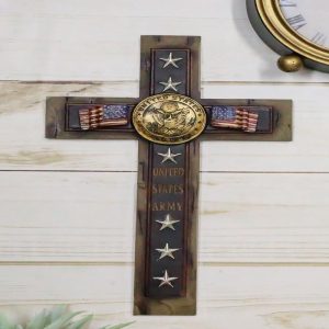 Western USA Military United States Army Medallion Flags and Stars Wall Cross