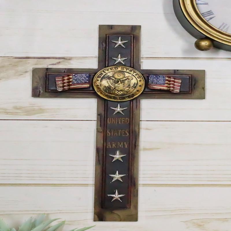 Western USA Military United States Army Medallion Flags and Stars Wall Cross