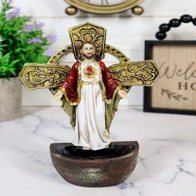 Catholic Sacred Heart of Jesus Holy Water Font Religious Sacrament Wall Decor