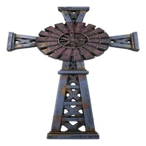 Country Western Rustic Windmill Towers Decorative Wall Cross Figurine