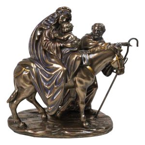 Flight to Egypt Holy Family Mary Joseph and Jesus On Donkey Figurine 9"H