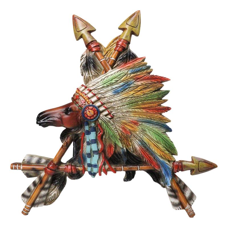 Native Tribal American Indian Chief Horse In Headdress With 3 Arrows Wall Decor