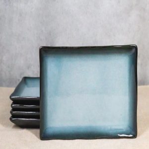 Pack Of 5 Blue Sky And Stars Seikai Collection Rectangular Sushi Plates 7.75" L