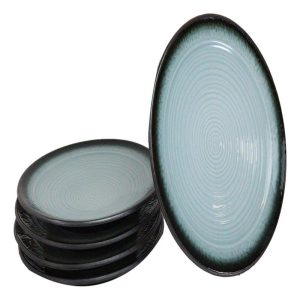 Pack Of 5 Ceramic Blue Sky Seikai Collection Large Round Dinner Plates 10" D