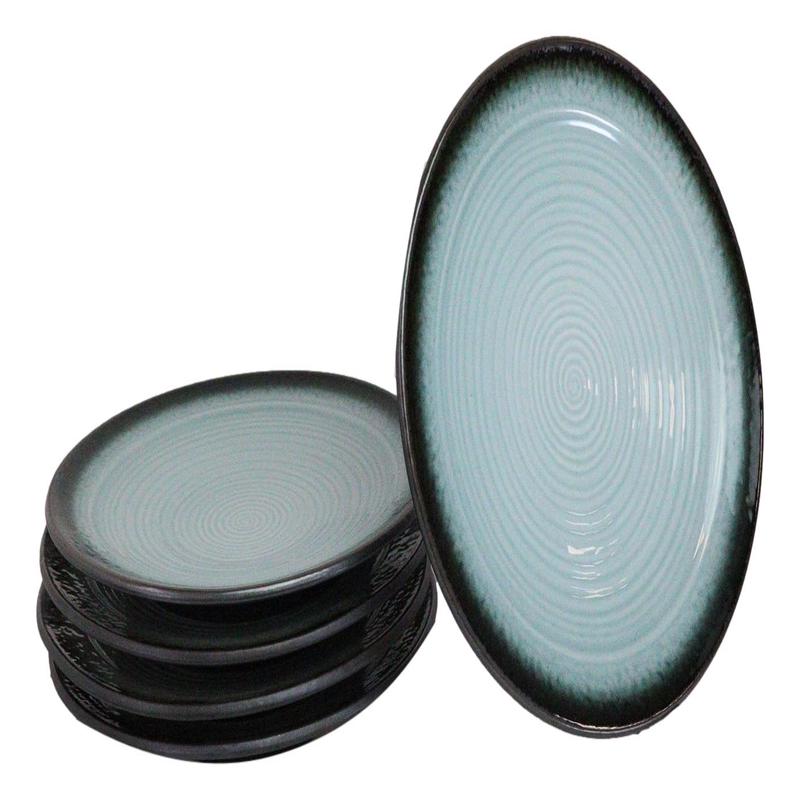 Pack Of 5 Ceramic Blue Sky Seikai Collection Large Round Dinner Plates 10" D