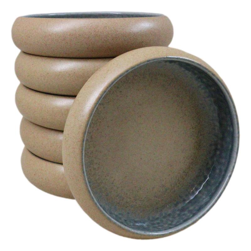 Pack of 6 Ao Nagashi River Round Appetizer Salad Banchan Deep Dish Plates 5"D