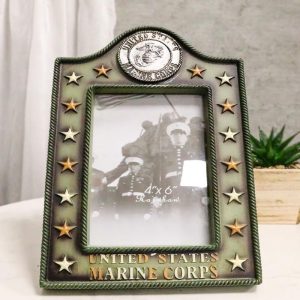 Patriotic United States Marine Eagle Seal Rank Stars Memorial 4x6 Picture Frame