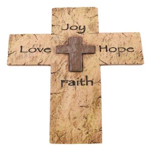 Rustic Inspirational Tuscany Vintage Love Joy Hope Faith Layered Wall Cross