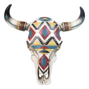Rustic Southwestern Colorful Aztec Vector Symbols Tribal Cow Skull Wall Decor