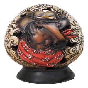 Rustic Western Horse With Cowboy Hat and Red Scarf Egg Money Piggy Bank Figurine