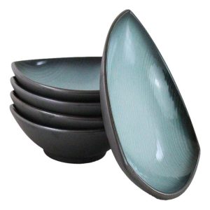 Set Of 5 Seikai Blue Sky Stars Appetizer Salad Triangular Deep Serving Plates