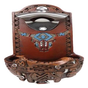Western Cowboy Country Rustic Horse Saddle With Cow Skull Wall Bottle Opener
