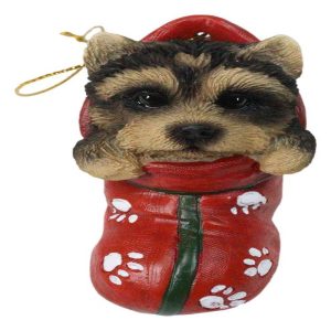 Yorkshire Terrier Yorkie Puppy In Sock Holiday Fest Christmas Ornament Figurine