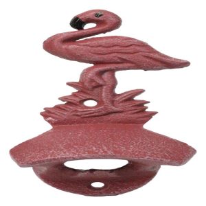 Cast Iron Tropical Bird of Paradise Long Legged Pink Flamingo Wall Bottle Opener