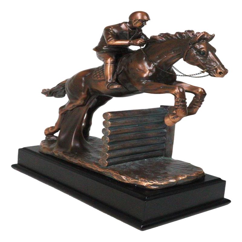 Equestrian Racing Galloping Horse with Jockey Bronze Electroplated Figurine