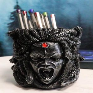 Greek Goddess Severed Medusa Head With Snake Hairs Stationery Brush Pen Holder