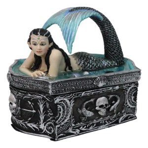 Hidden Depths Siren Mermaid On Still Water Necromancy Skull Decorative Box