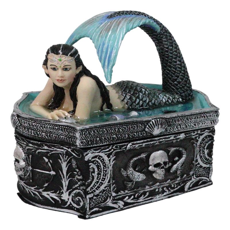 Hidden Depths Siren Mermaid On Still Water Necromancy Skull Decorative Box