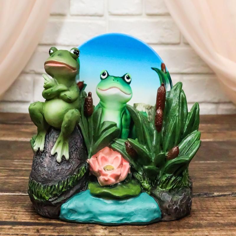 Hoppy Hour Whimsical Green Frog Lily Pad Pond Coaster Holder And 4 Coasters Set