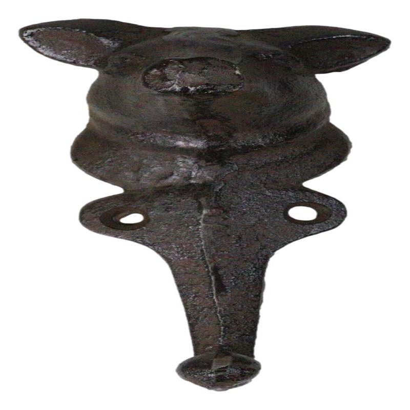 Pack Of 2 Cast Iron Farmhouse Rustic Pig Head Wall Coat Keys Leash Hats Hook