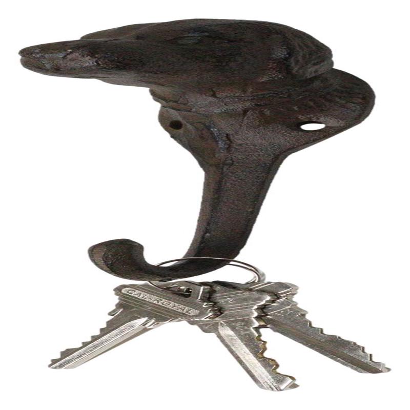 Pack Of 2 Cast Iron Rustic Canine Pet Pal Dog Wall Coat Keys Hook Sculptures