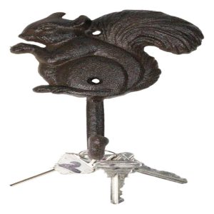 Pack Of 2 Cast Iron Rustic Whimsical Tree Squirrel Chipmunk with Acorn Wall Hook