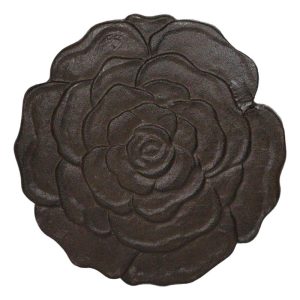 Pack Of 3 Rustic Cast Iron Rose Flower Blossom Garden Garden Stepping Stones