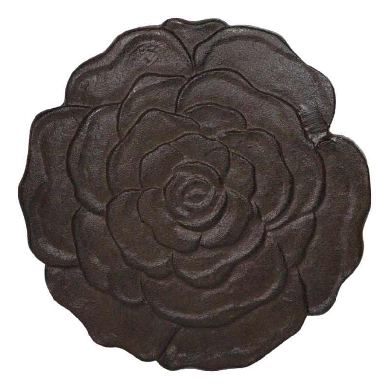 Pack Of 3 Rustic Cast Iron Rose Flower Blossom Garden Garden Stepping Stones