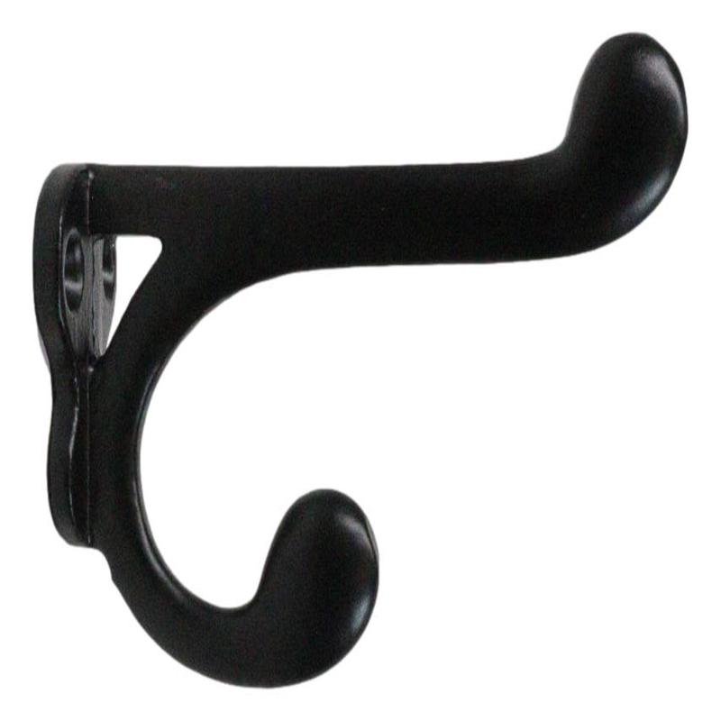 Pack Of 4 Cast Iron Black Traditional School House Double Peg Wall Hooks Accent
