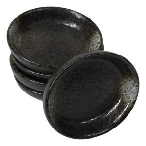 Pack Of 6 Ceramic Grey Hakumu Soy Sauce Oil Condiment Round Dishes Bowls 1.5Oz