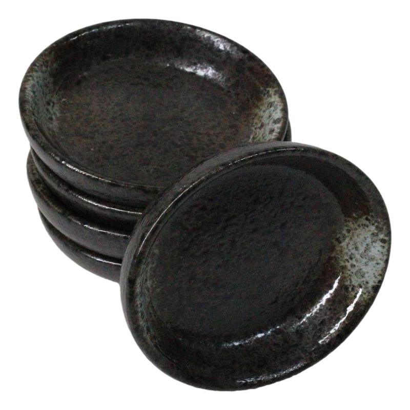 Pack Of 6 Ceramic Grey Hakumu Soy Sauce Oil Condiment Round Dishes Bowls 1.5Oz
