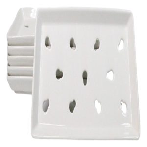 Pack Of 6 Ceramic White Neta Zara Sushi Case Plates With Drip Holes 9" By 5"