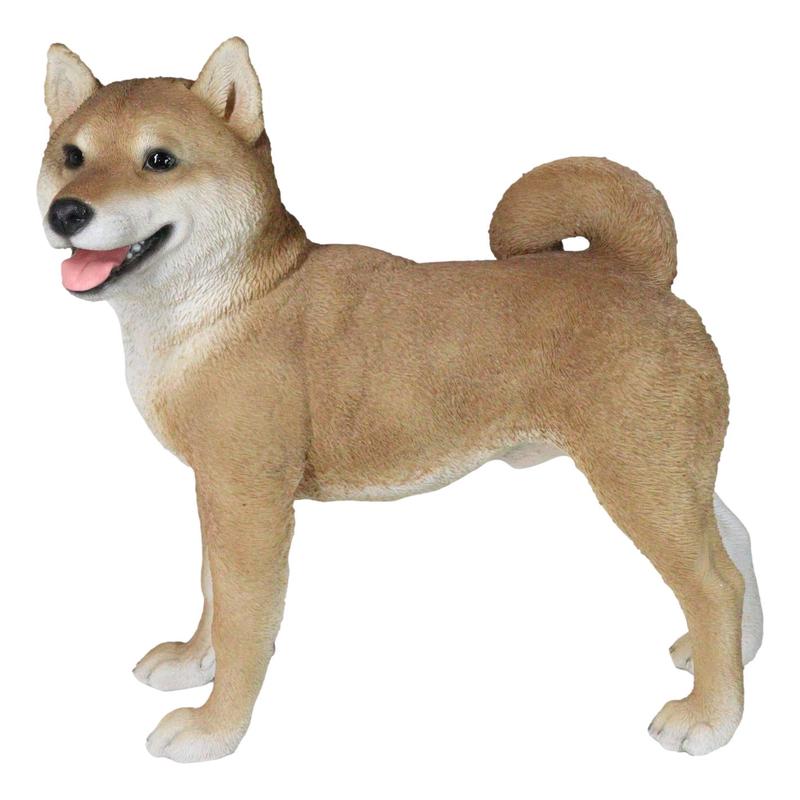 Realistic Adorable Canine Pet Pal Shiba Inu Dog Statue 18" Tall Home Decor