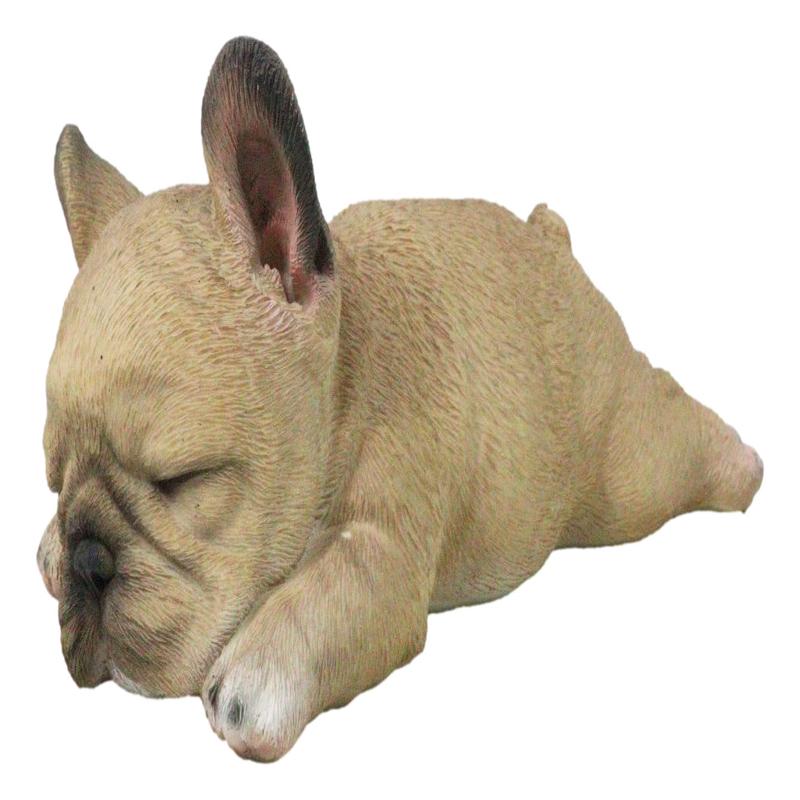 Realistic Adorable French Bulldog Frenchie Dog Puppy Sleeping Figurine 7.25"L