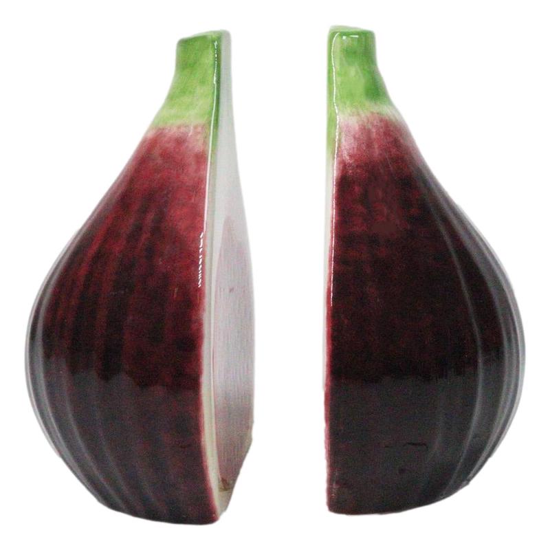 Realistic Ceramic Purple Fig Halves Salt And Pepper Shakers Figurine Set