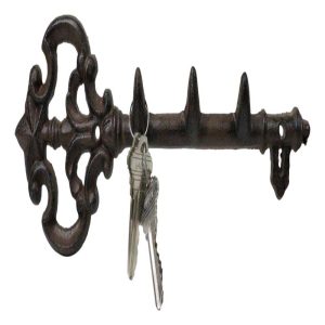 Rustic Cast Iron Dragon Claws Dungeon Key Triple Peg Wall Hook Sculpture 12"