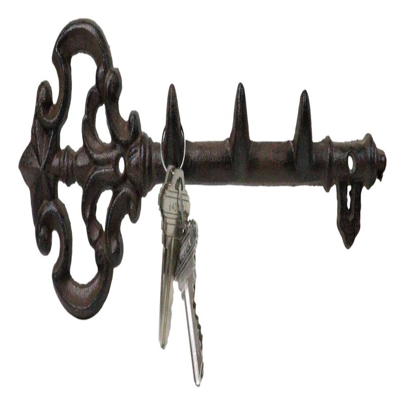 Rustic Cast Iron Dragon Claws Dungeon Key Triple Peg Wall Hook Sculpture 12"