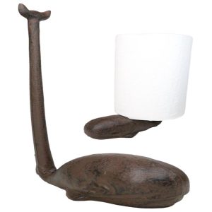 Rustic Cast Iron Marine Sperm Whale With Long Tail Kitchen Paper Towel Holder