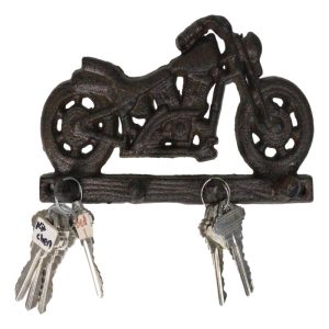 Rustic Cast Iron Retro Motorcycle Bike 4-Peg Wall Hooks Coat Towel Keys Hanger